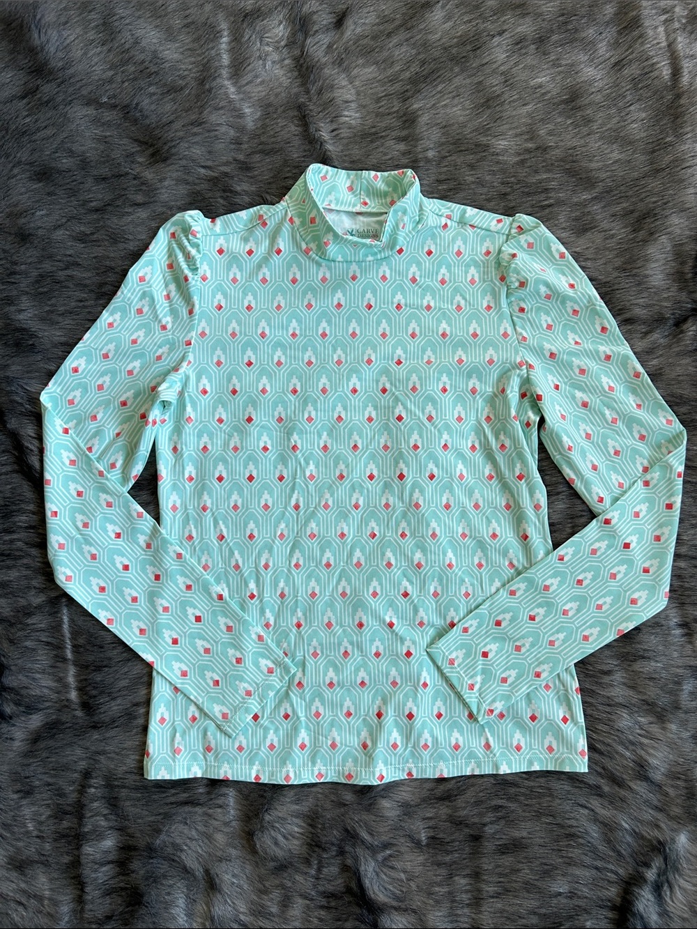 Carve Designs Mint Green and Coral Patterned Swim Coverup Top